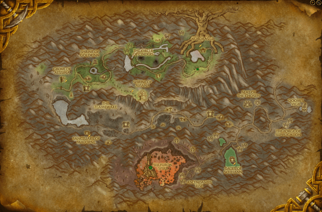 Map of Mount Hyjal in World of Warcraft