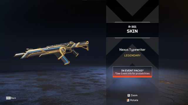 The Nexus Typewriter R-301 skin from the Apex Legends Shadow Society collection event.