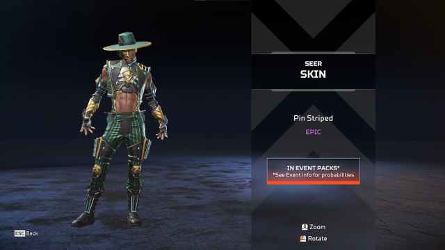 The Pin Striped Seer skin from the Apex Legends Shadow Society collection event.
