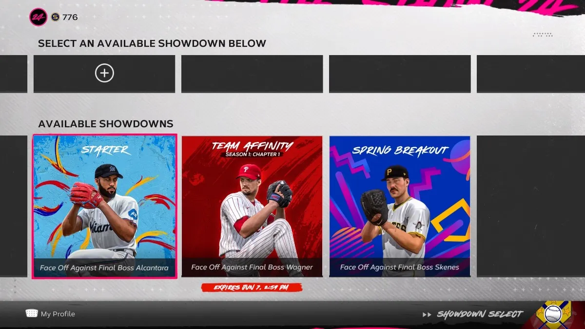 Showdown screen in MLB The Show