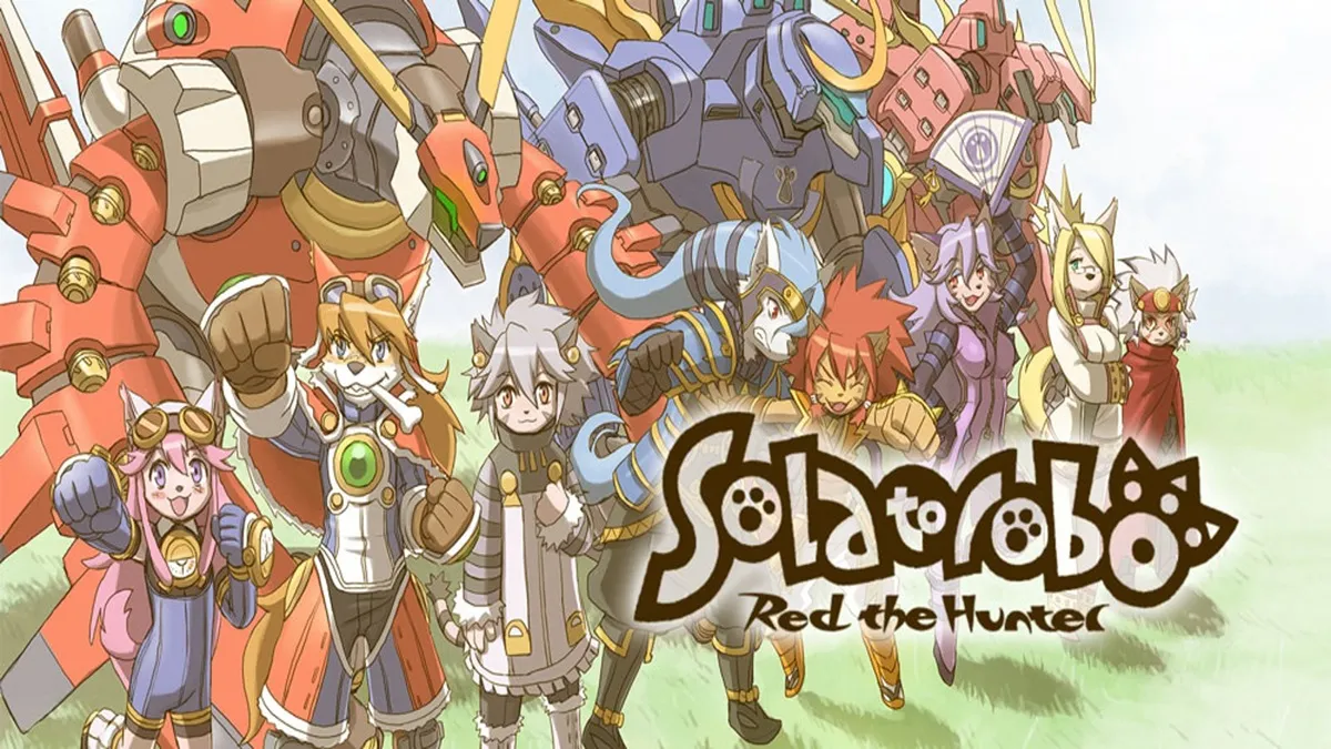 The main characters standing together in the splash screen of Solatorabo: Red the Hunter.