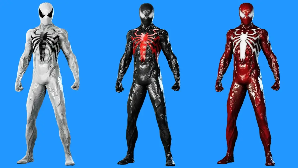 All Symbiote Alternative costumes in Spider-Man 2.