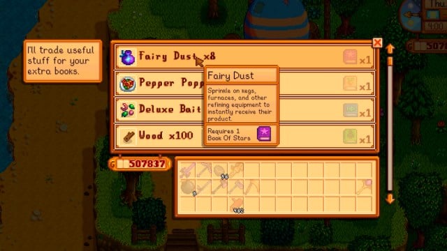 purchase from the bookseller in Stardew Valley
