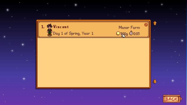 Stardew Valley day 1 save file
