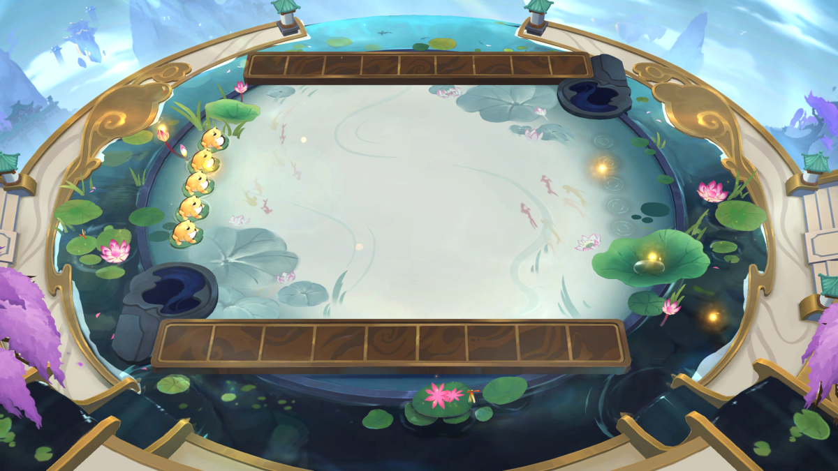 Heavens' Celestial Court Arena invites players to a quiet pond - Image via Riot Games