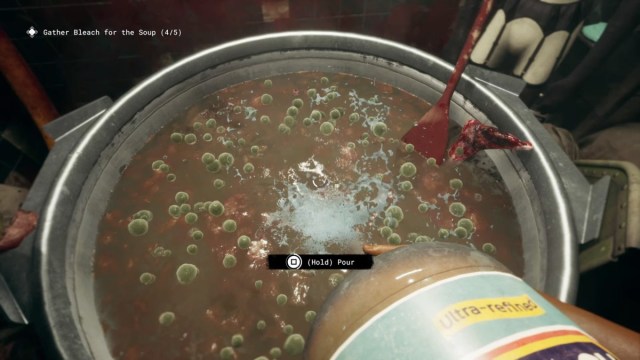 Pouring bleach into soup of the day in The Outlast Trials