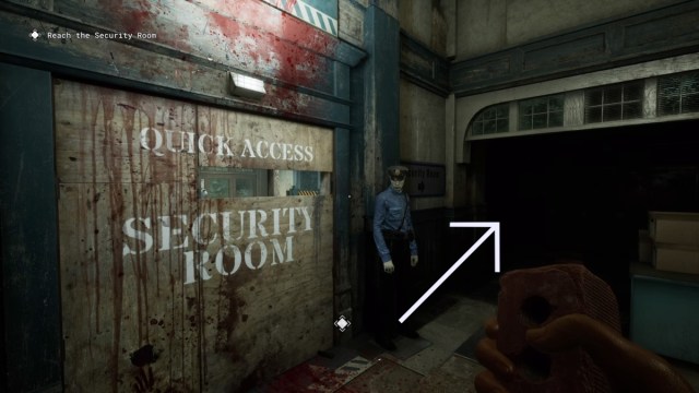 Jump over the Security Room wall for a short cut or go around in Kill the Snitch, Outlast Trials