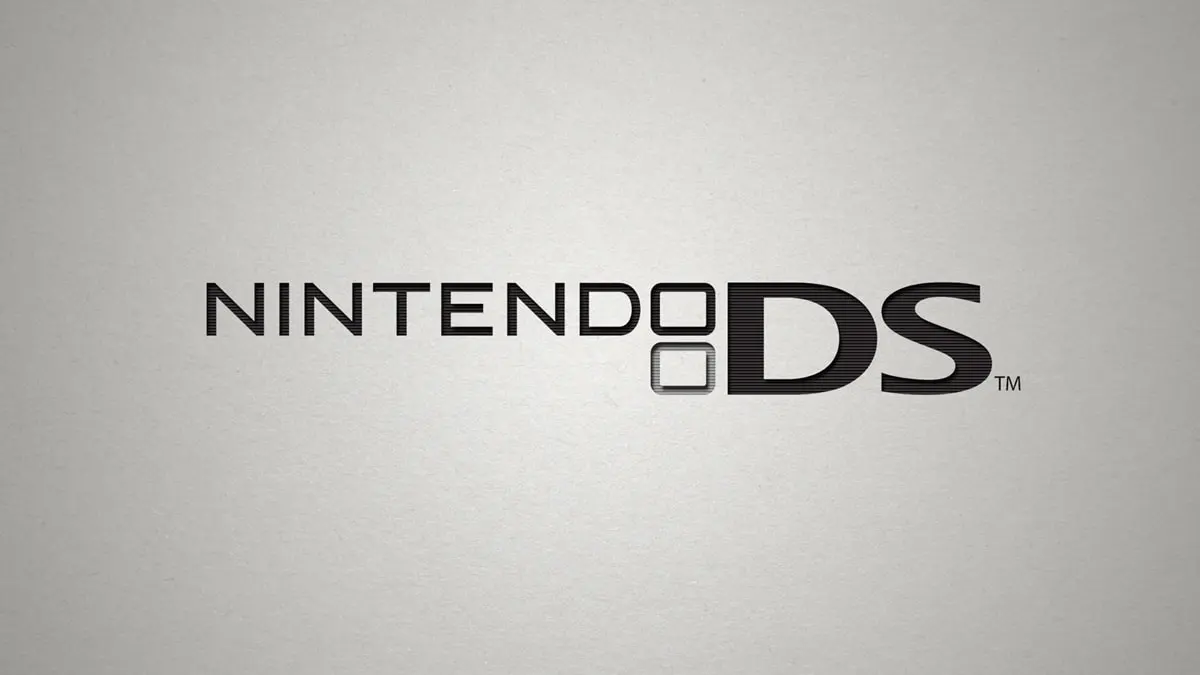 The Nintendo DS logo on a grey background