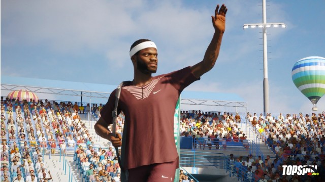 Top Spin 2K25 Frances Tiafoe waving on the tennis court