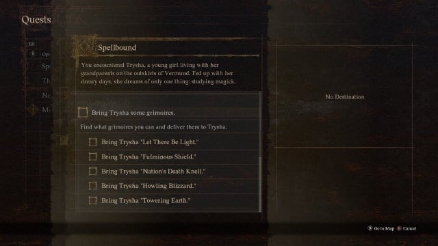 List of tomes to find for trysha in DD2