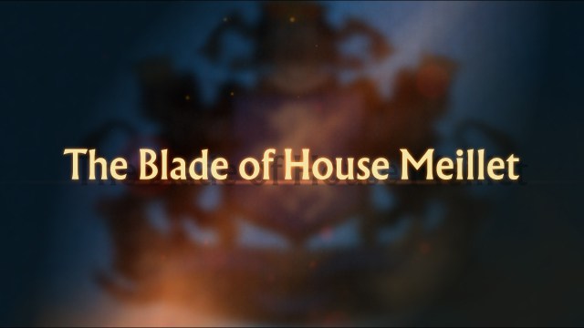 The title card of the Blade of House Melliet, a quest in Unicorn Overlord