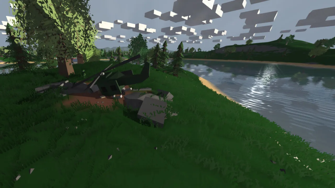 A plane crashed in a forest in Unturned.