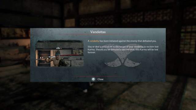 Vendetta notification screen in Rise of the Ronin