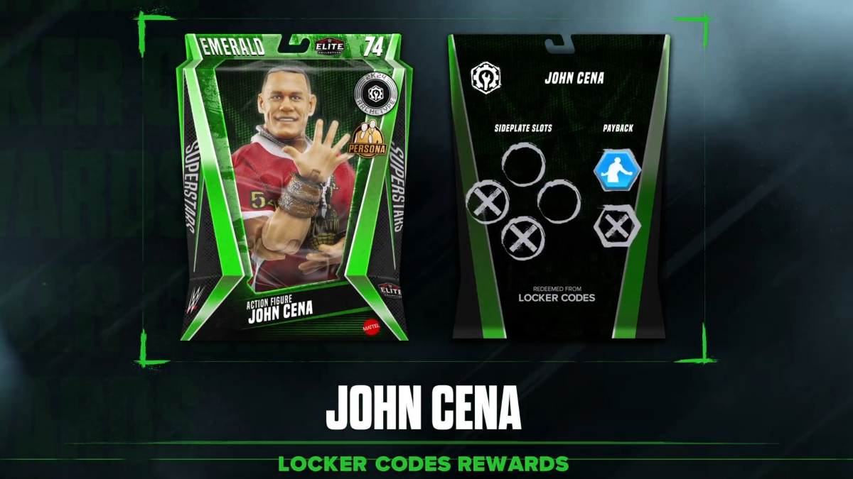 The John Cena Mattel item after being unlocked in WWE 2K24 MyFACTION.