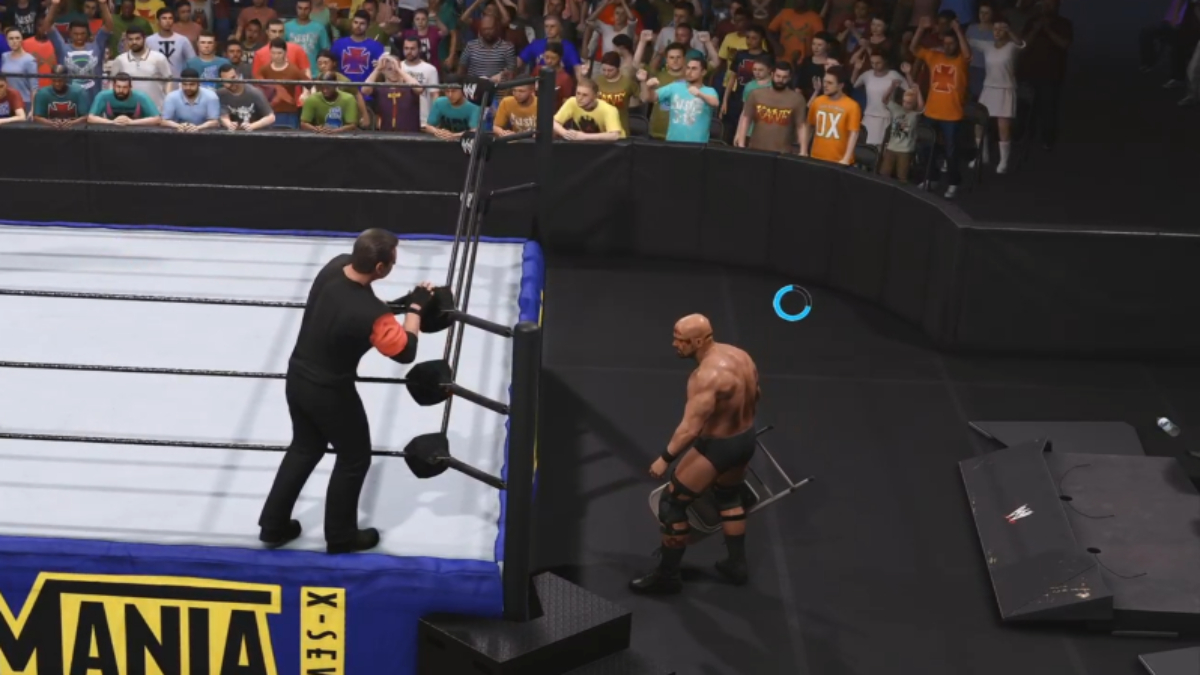 Vince McMahon ringside in WWE 2K24.