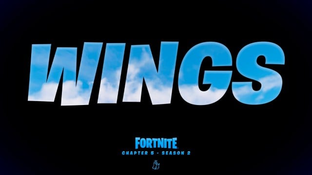 Wings text with sky background for Fortnite Chapter five Season two