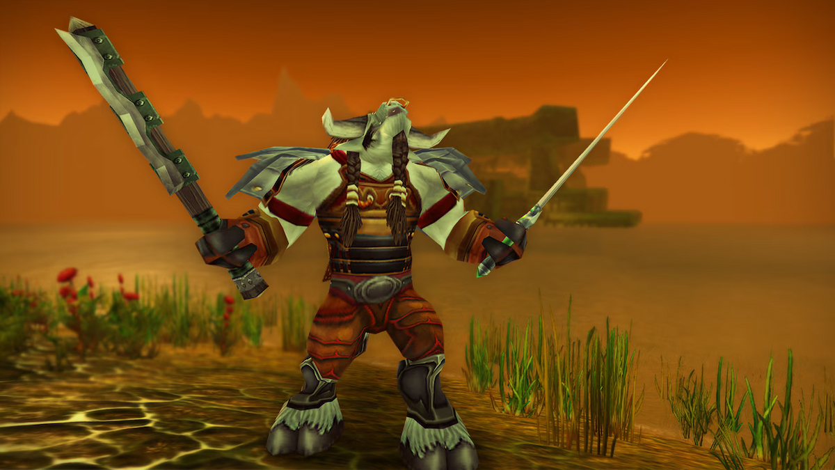 Tauren in WoW Classic ready for a fight.
