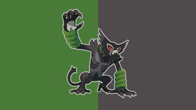Zarude in Pokémon Go on a green and black background