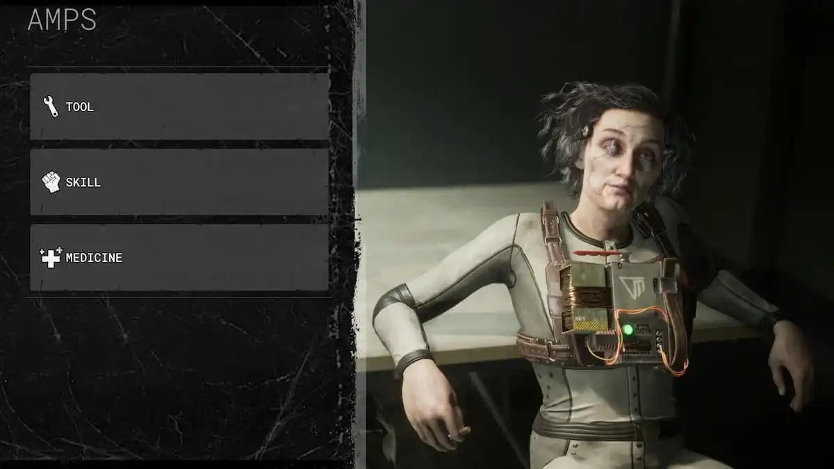 Dorris and the Amps menu in The Outlast Trials.
