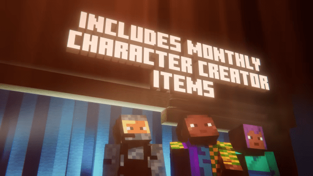 Some Minecraft players wearing character creator items.