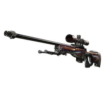 The AWP Chrome Cannon skin from CS2 which has a metallic paintjob that changes color based on its environment. 