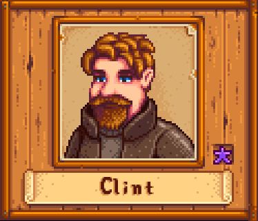 Clint in Winter in Stardew Valley.