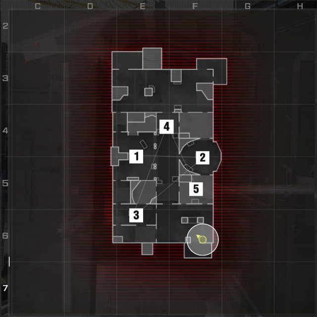 A screenshot of the minimap of Das Haus with the Hardpoints selected.