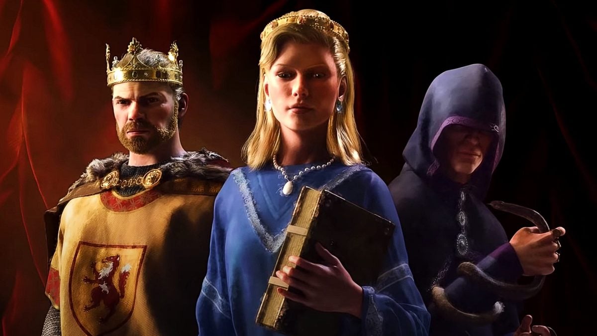An image of three characters from Crusader Kings 3