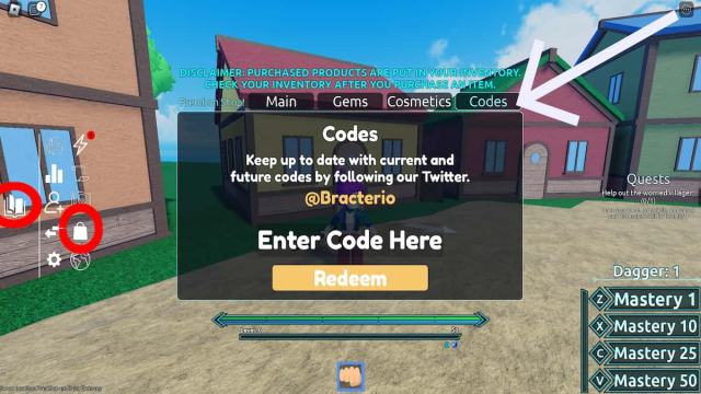 How to redeem codes in Cursed Sea.