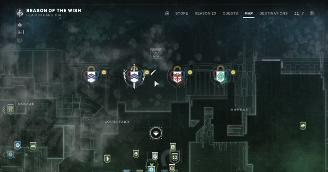 Four Guardian Games nodes are presented on the Tower map in Destiny 2.