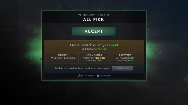 New matchmaking screen in Dota 2 with more information.