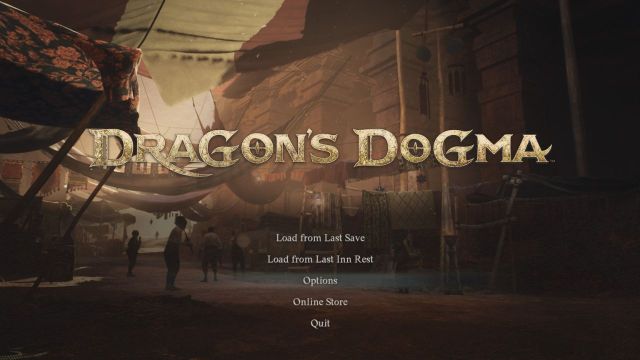 A screenshot of Dragon's Dogma 2 main menu highlighting the Options item.