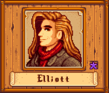 Elliot in Winter in Stardew Valley.