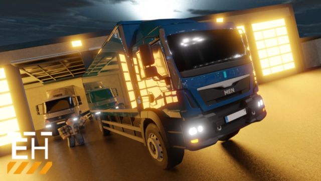 A truck driver and truck in emergency hamburg in Roblox