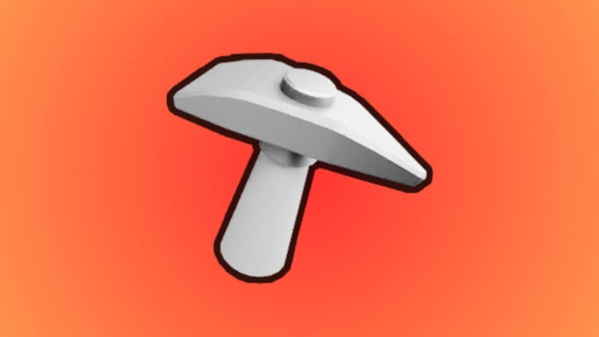 A Monopoly GO Pickaxe token in black and white on an orange background.