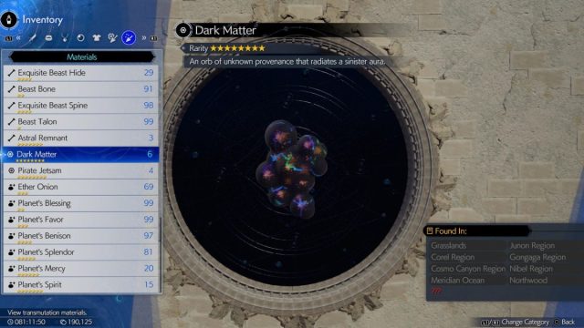 dark matter description in ff7 rebirth