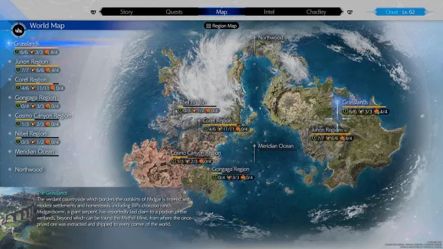 Final Fantasy 7 Rebirth world map all regions