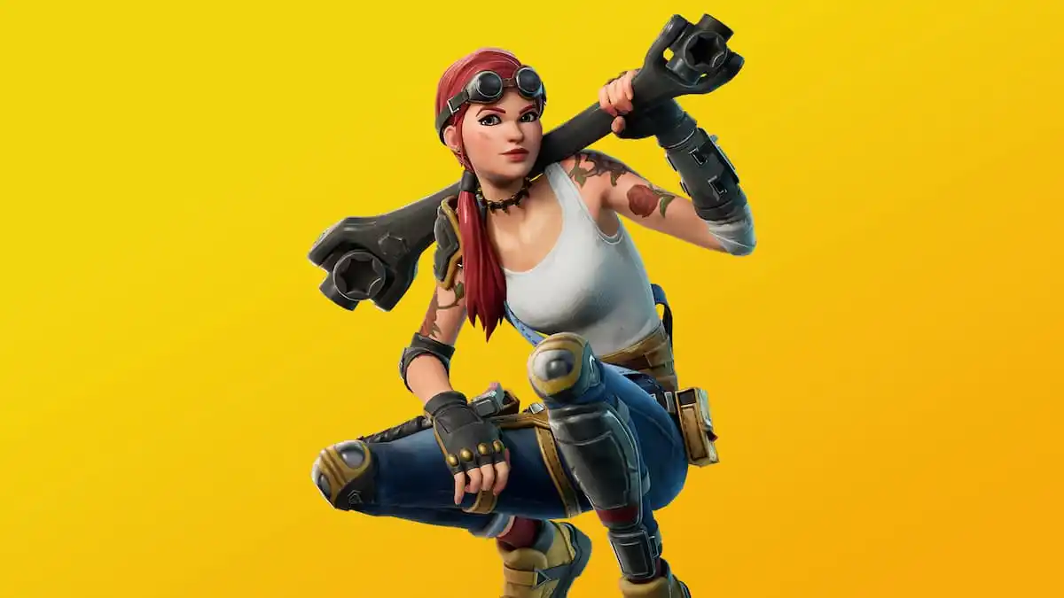 Fortnite maintenance character on a yellow background