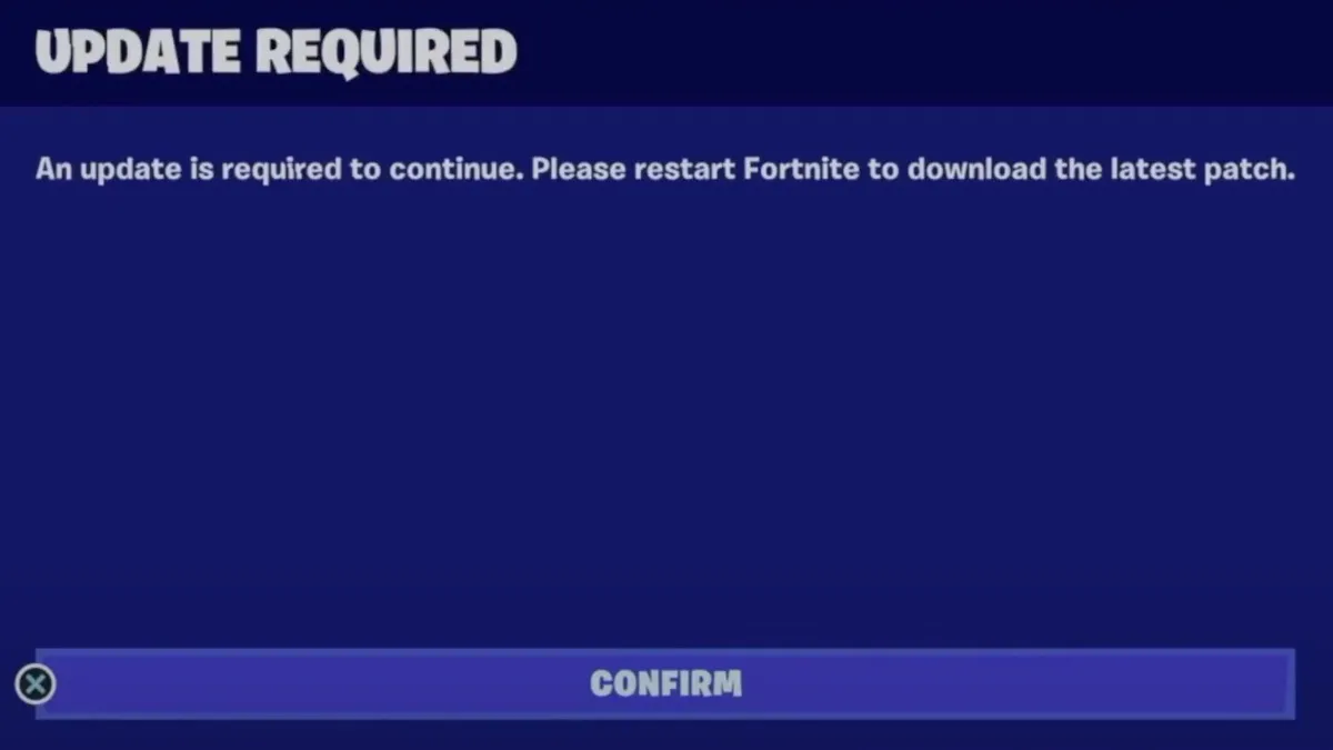 Fortnite 'Update Available' screen What to do Dot Esports