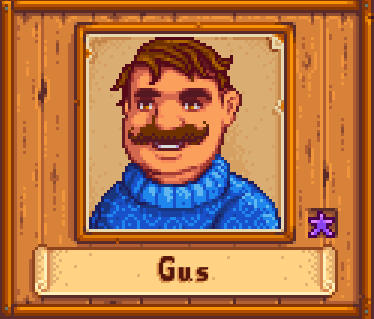 Gus in Winter in Stardew Valley.