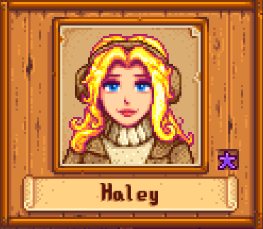 Haley in Winter in Stardew Valley.