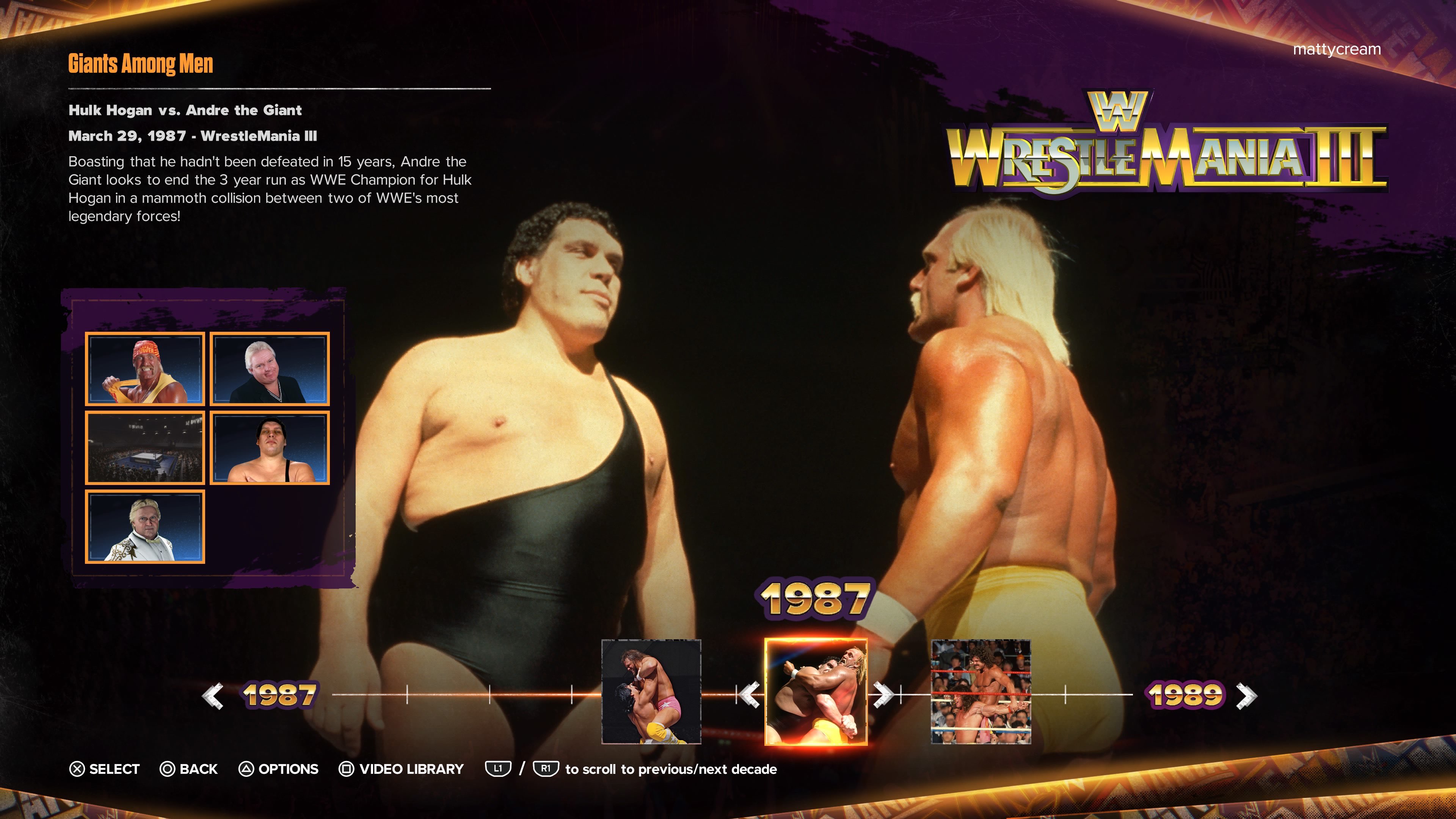 Andre The Giant and Hulk Hogan staring each other down.