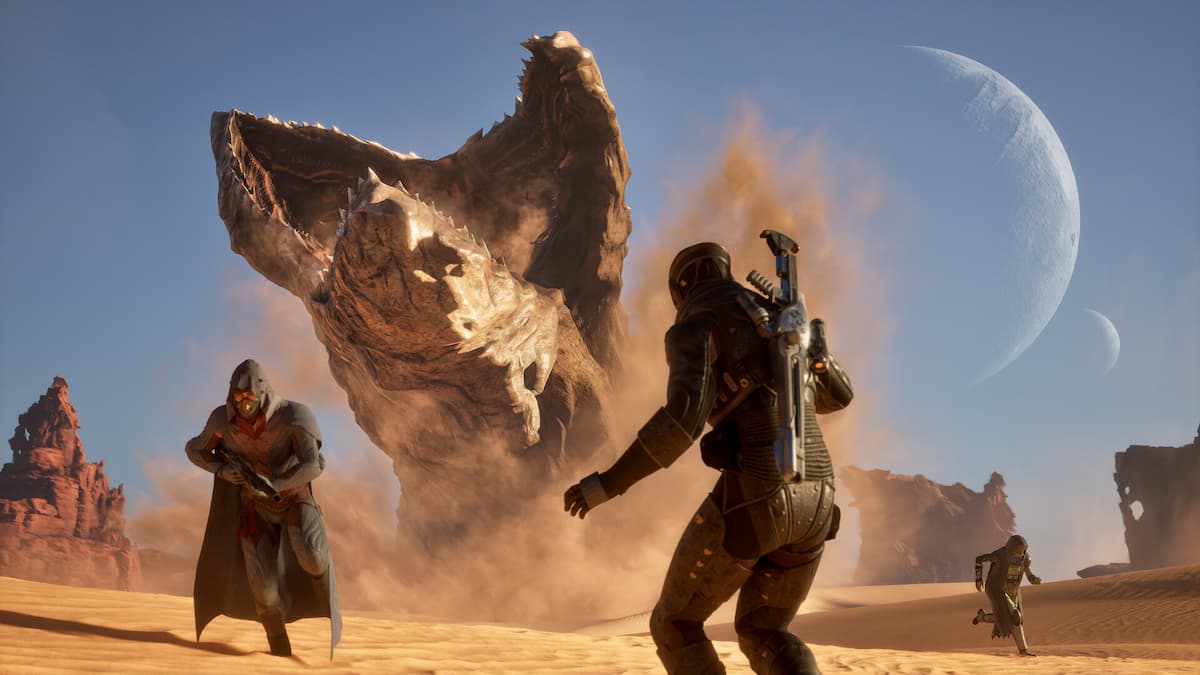 Sandworm busts out of the desert in Dune: Awakening