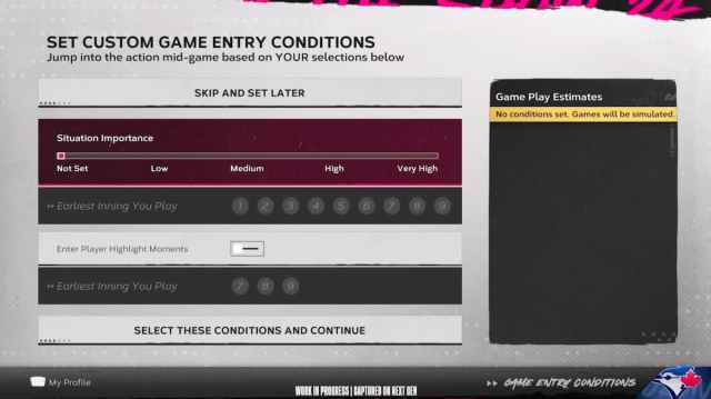 Custom Game Entry Conditions in MLB The Show 24