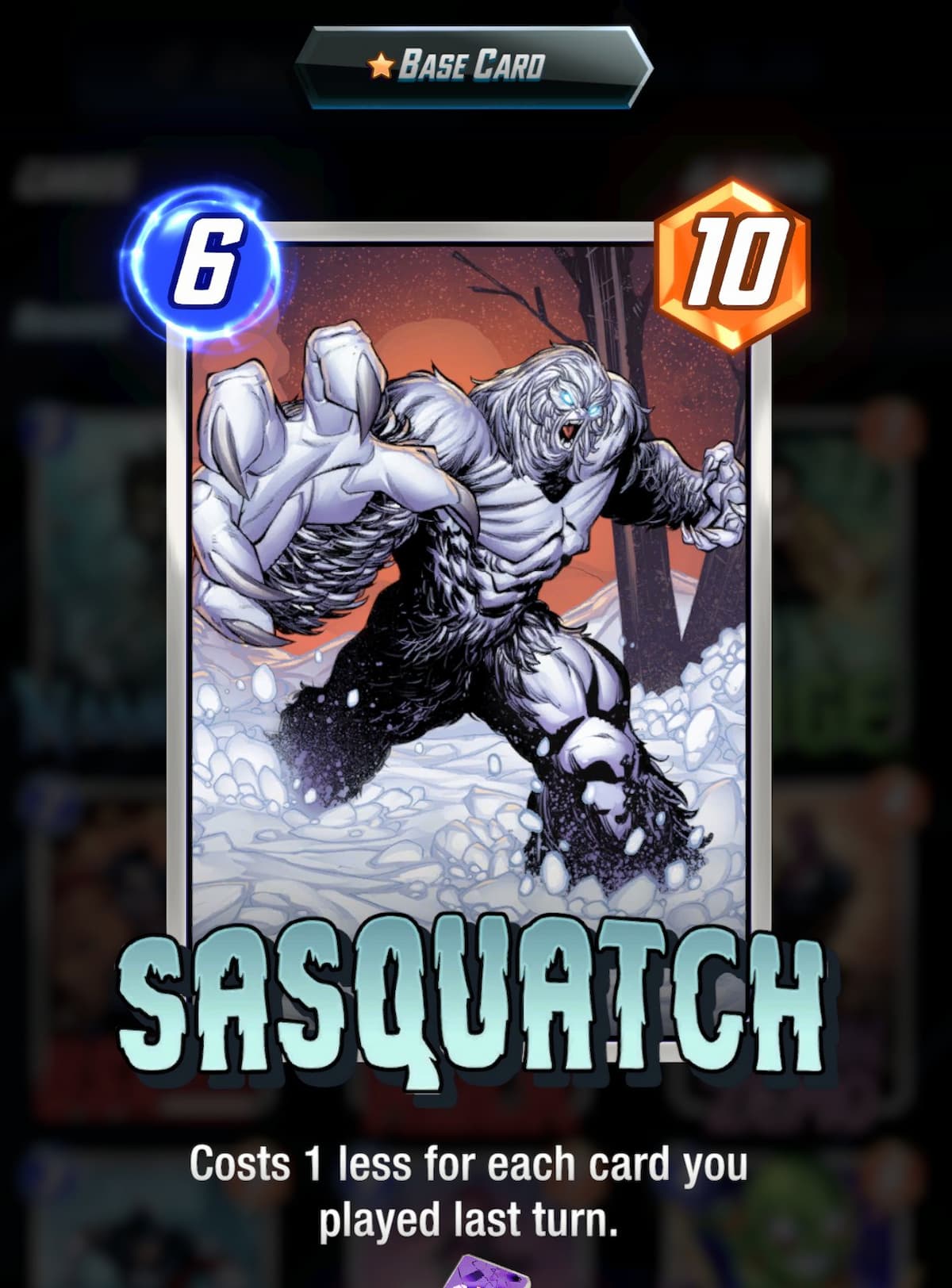 Sasquatch Marvel Snap card