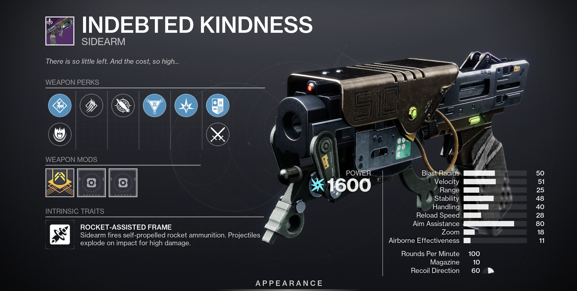 Indebted Kindness god roll and best perks in Destiny 2