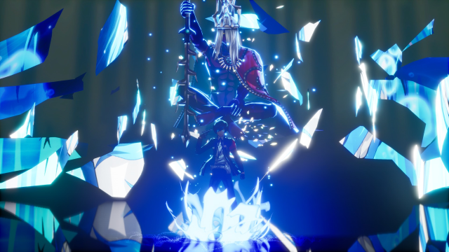 The Protagonist summons Susano-o in battle in Persona 3 Reload.