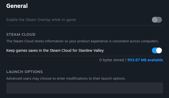 The Properties screen of Stardew Valley in Steam.