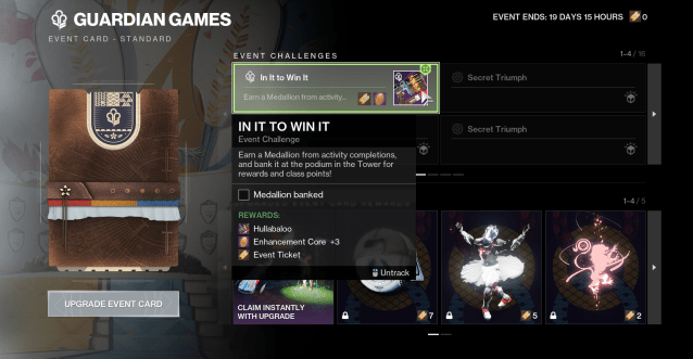 A screenshot of the In It To Win It quest for Guardian Games 2024 on Destiny 2.