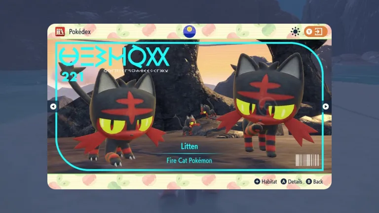 Litten's Pokedex entry in Pokemon Scarlet and Violet